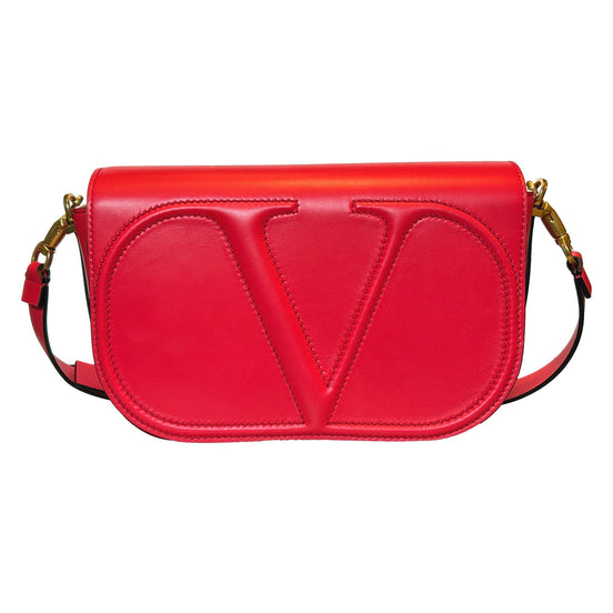 Valentino Garavani VLogo Walk Large Crossbody Bag Red Calf Leather available at Queen Bee of Beverly Hills