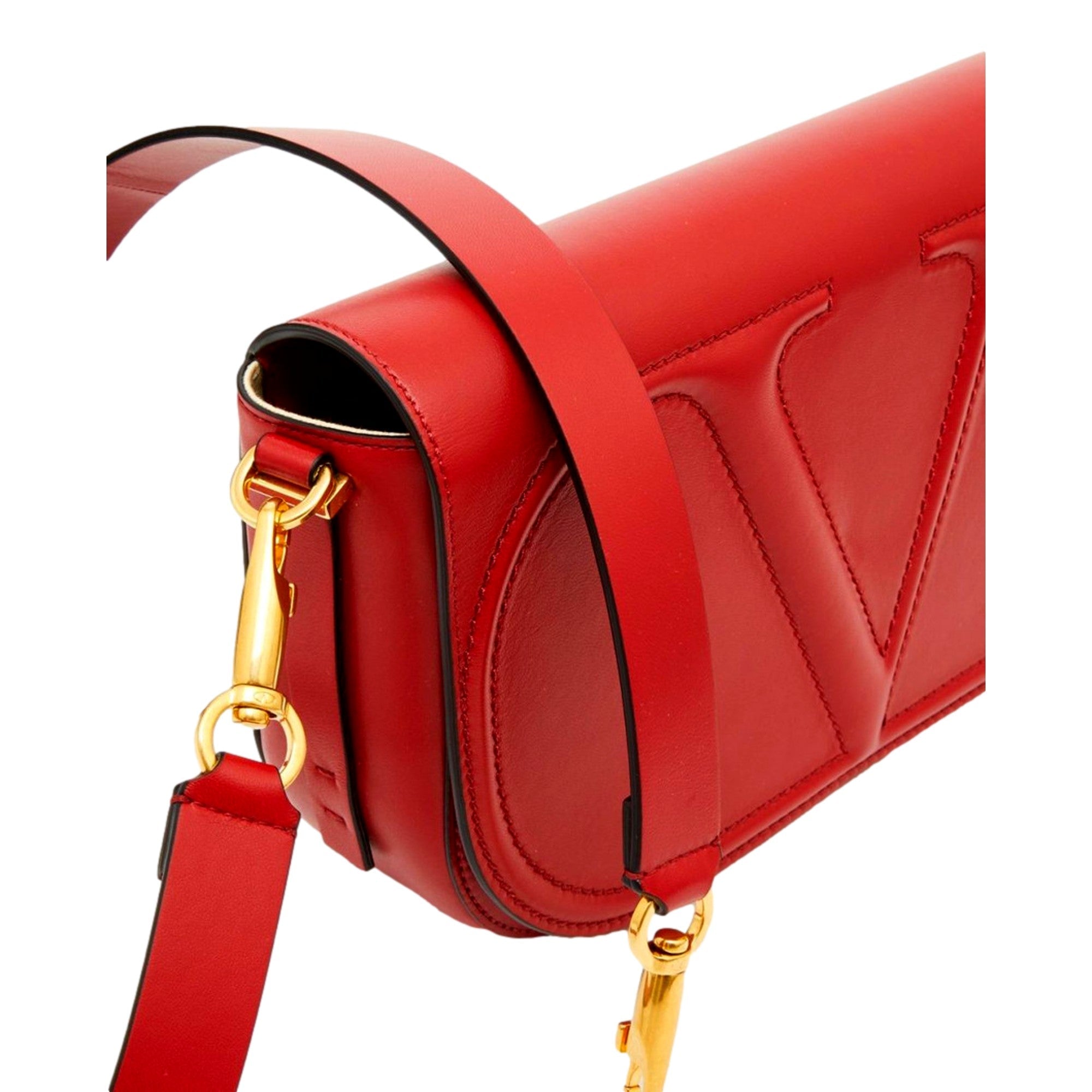 Valentino Garavani VLogo Walk Large Crossbody Bag Red Calf Leather available at Queen Bee of Beverly Hills
