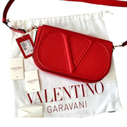 Valentino Garavani VLogo Walk Large Crossbody Bag Red Calf Leather available at Queen Bee of Beverly Hills
