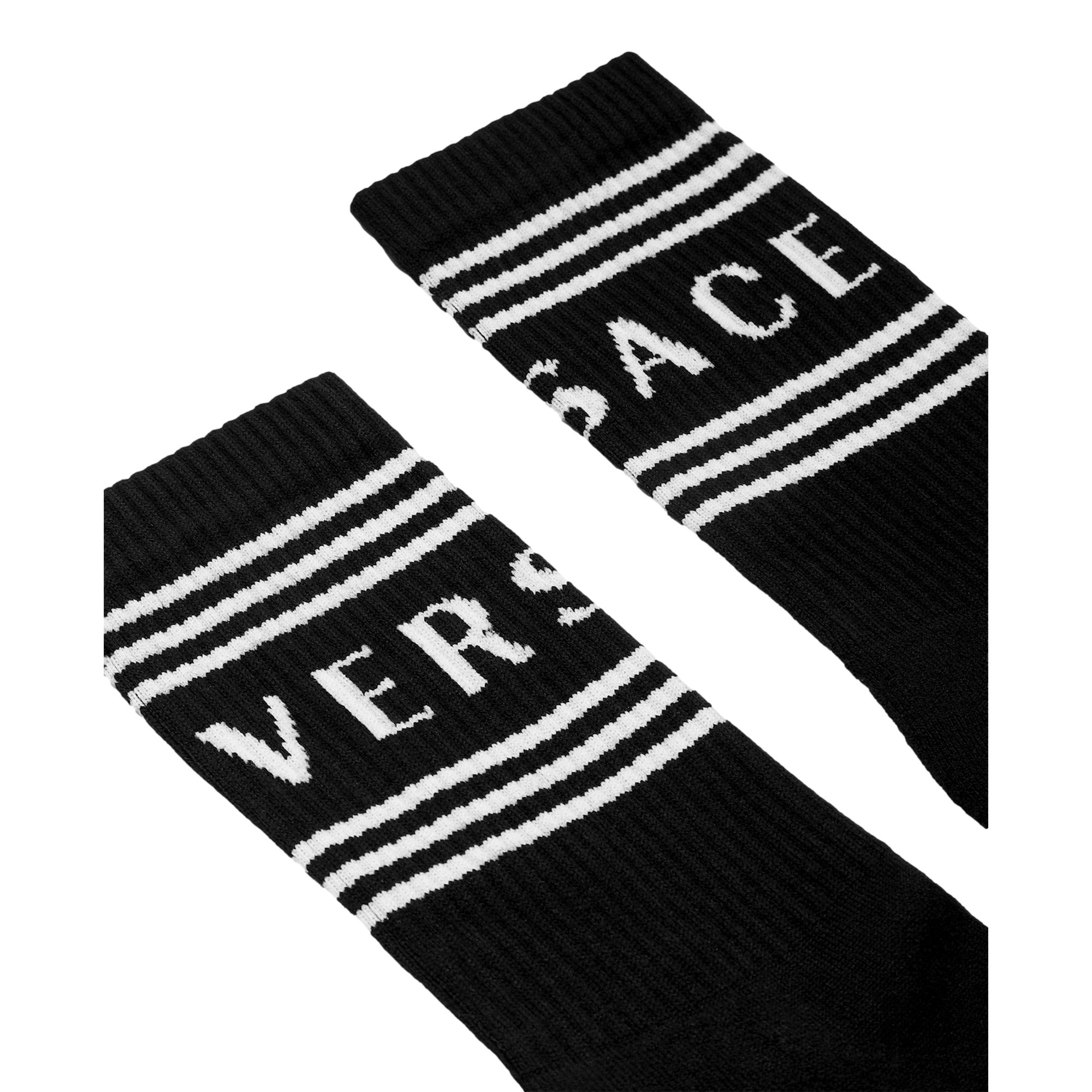 Versace Black White 90s Style Vintage Logo Tube Socks Small available at Queen Bee of Beverly Hills