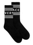 Versace Black White 90s Style Vintage Logo Tube Socks Small available at Queen Bee of Beverly Hills