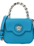 Versace Blue La Medusa Mini Top-Handle Bag available at Queen Bee of Beverly Hills