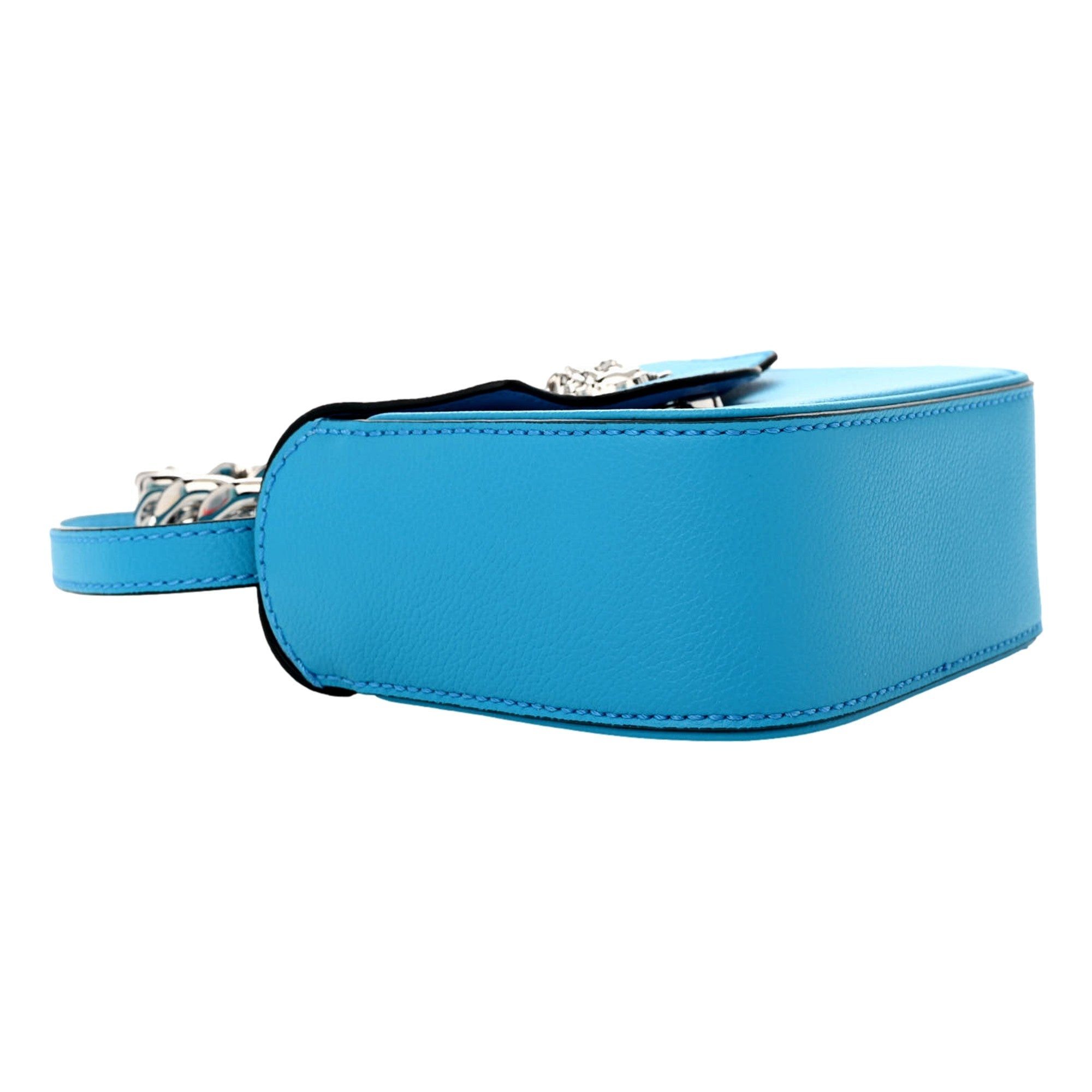 Versace Blue La Medusa Mini Top-Handle Bag available at Queen Bee of Beverly Hills