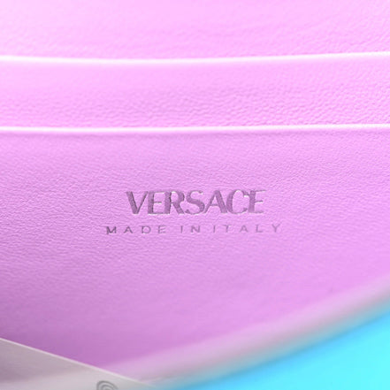 Versace Blue La Medusa Mini Top-Handle Bag available at Queen Bee of Beverly Hills