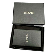 Versace La Medusa Crocodile Embossed Leather Cardholder Wallet in Black - available at Queen Bee of Beverly Hills. 