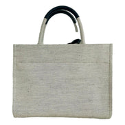 Versace Ecru Canvas Studded Logo Mini Totebag available at Queen Bee of Beverly Hills