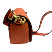 Versace Half-Moon La Medusa Vitello Leather Orange Crossbody Handbag available at Queen Bee of Beverly Hills