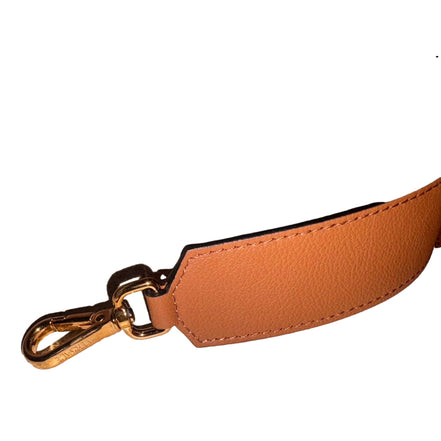 Versace Half-Moon La Medusa Vitello Leather Summer Nude Brown Crossbody Handbag available at Queen Bee of Beverly Hills