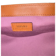 Versace Half-Moon La Medusa Vitello Leather Summer Nude Brown Crossbody Handbag available at Queen Bee of Beverly Hills