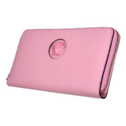 Versace La Medusa Baby Pink Long Zip Around Wallet available at Queen Bee of Beverly Hills