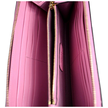 Versace La Medusa Baby Pink Long Zip Around Wallet available at Queen Bee of Beverly Hills