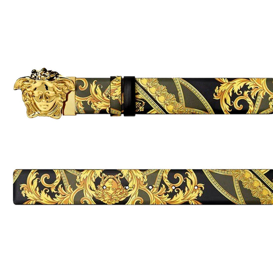 Versace La Medusa Baroque Reversible Calfskin Belt 80/32 available at Queen Bee of Beverly Hills