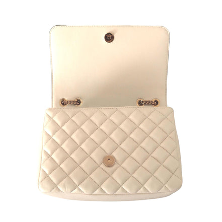 Versace La Medusa Beige Quilted Lamb Leather Large Shoulder Bag available at Queen Bee of Beverly Hills