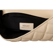 Versace La Medusa Beige Quilted Lamb Leather Large Shoulder Bag available at Queen Bee of Beverly Hills