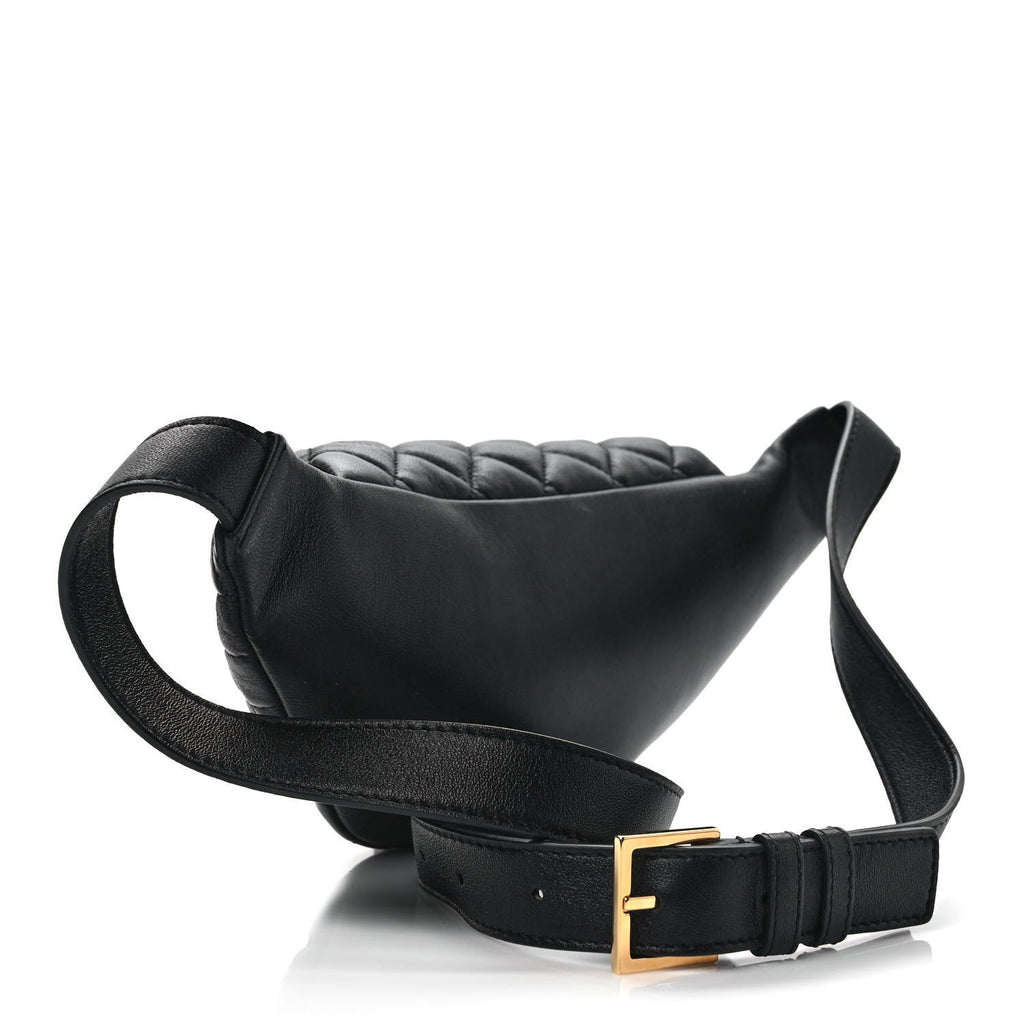 Versace La Medusa Black Quilted Lamb Leather Fanny Pack Belt Bag at_Queen_Bee_of_Beverly_Hills