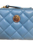 Versace La Medusa Blue Quilted Lamb Leather Compact Snap Wallet available at Queen Bee of Beverly Hills