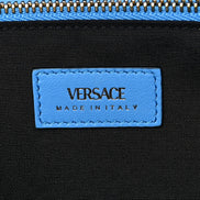 Versace La Medusa Blue Quilted Lamb Leather Crossbody Clutch Bag available at Queen Bee of Beverly Hills