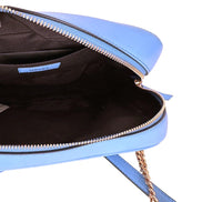 Versace La Medusa Blue Quilted Small Camera Crossbody Bag available at Queen Bee of Beverly Hills