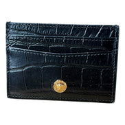 Versace La Medusa Crocodile Embossed Leather Cardholder Wallet in Black - available at Queen Bee of Beverly Hills. 