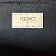 Versace La Medusa Crystal Clutch Crossbody Bag Metallic Gold Leather available at Queen Bee of Beverly Hills