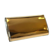Versace La Medusa Crystal Clutch Crossbody Bag Metallic Gold Leather available at Queen Bee of Beverly Hills