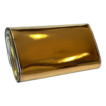Versace La Medusa Crystal Clutch Crossbody Bag Metallic Gold Leather available at Queen Bee of Beverly Hills