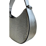 Versace La Medusa Crystal Half Moon Hobo Shoulder Crossbody Bag Silver available at Queen Bee of Beverly Hills