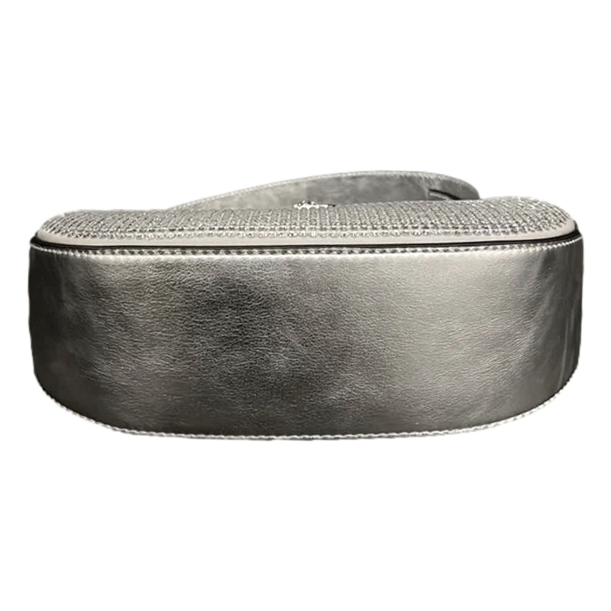 Versace La Medusa Crystal Half Moon Hobo Shoulder Crossbody Bag Silver available at Queen Bee of Beverly Hills