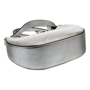 Versace La Medusa Crystal Half Moon Hobo Shoulder Crossbody Bag Silver available at Queen Bee of Beverly Hills
