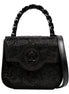 Versace La Medusa Crystal Mini Top Handle Tote Crossbody Black Silk available at Queen Bee of Beverly Hills