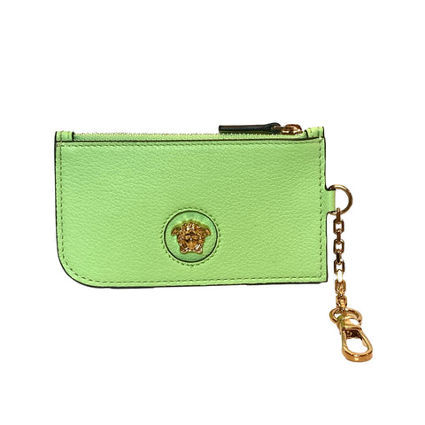 Versace La Medusa Green Vitello Card Case Key Chain at_Queen_Bee_of_Beverly_Hills