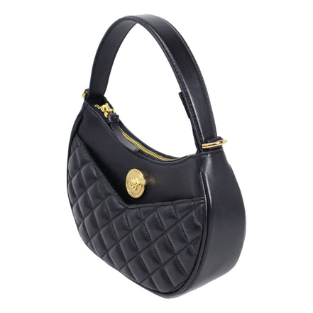 Versace La Medusa Half Moon Hobo Shoulder Crossbody Bag Black Leather available at Queen Bee of Beverly Hills