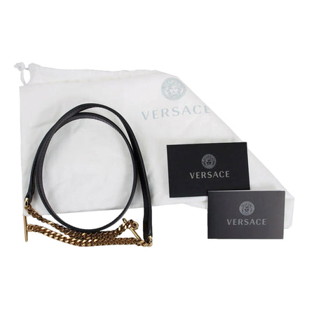 Versace La Medusa Half Moon Hobo Shoulder Crossbody Bag Black Leather available at Queen Bee of Beverly Hills