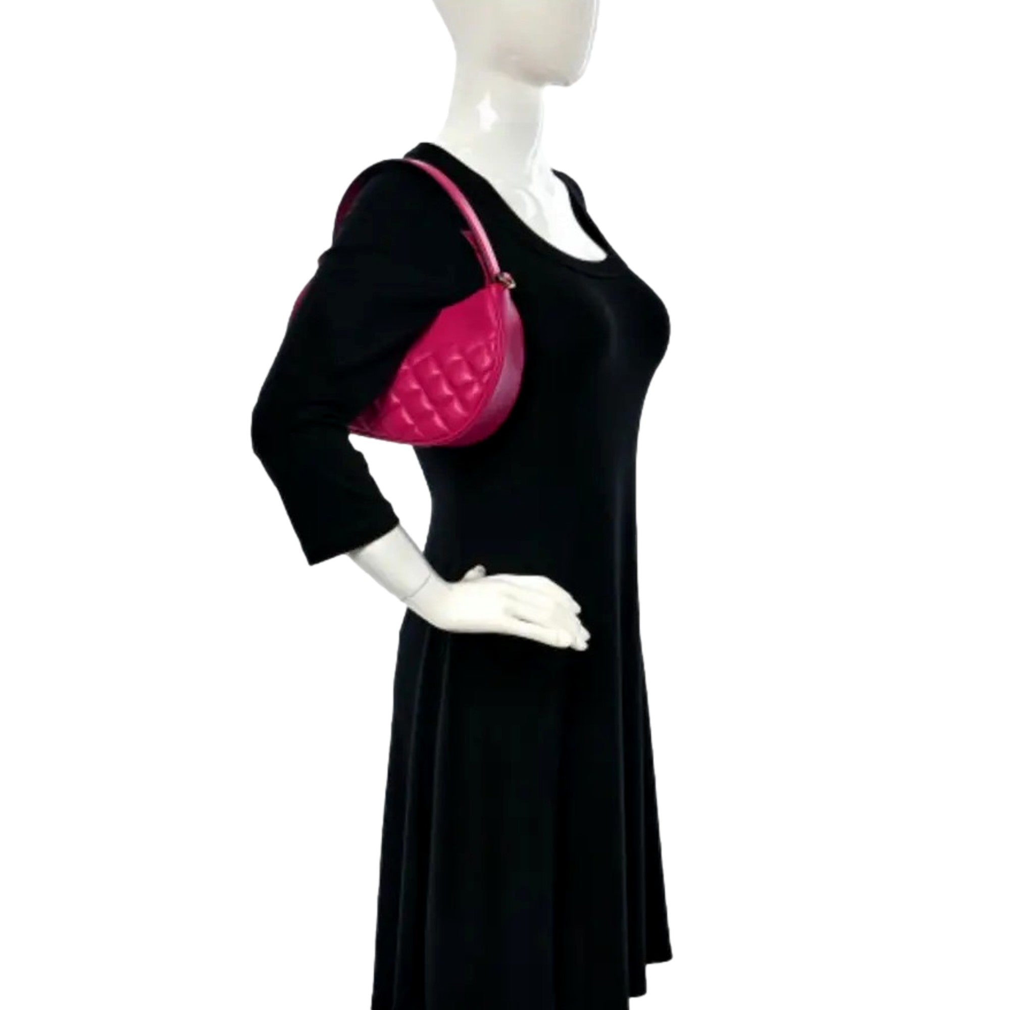 Versace La Medusa Half Moon Hobo Shoulder Crossbody Bag Pink Leather available at Queen Bee of Beverly Hills