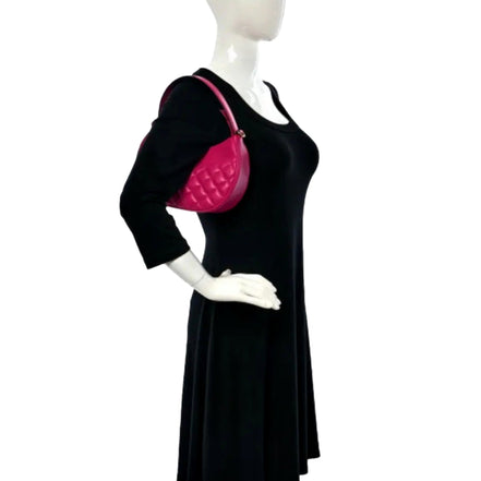 Versace La Medusa Half Moon Hobo Shoulder Crossbody Bag Pink Leather available at Queen Bee of Beverly Hills