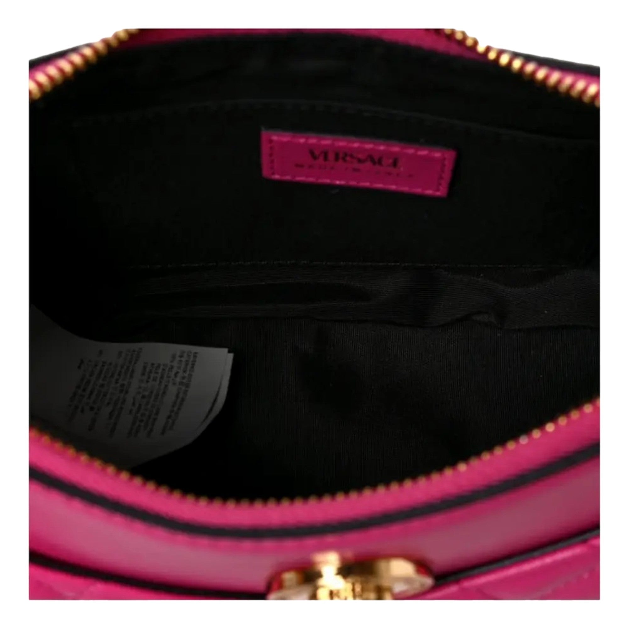 Versace La Medusa Half Moon Hobo Shoulder Crossbody Bag Pink Leather available at Queen Bee of Beverly Hills