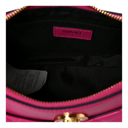 Versace La Medusa Half Moon Hobo Shoulder Crossbody Bag Pink Leather available at Queen Bee of Beverly Hills
