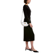 Versace La Medusa Half Moon Quilted Nappa Leather White Crossbody Bag available at Queen Bee of Beverly Hills