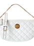 Versace La Medusa Half Moon Quilted Nappa Leather White Crossbody Bag available at Queen Bee of Beverly Hills