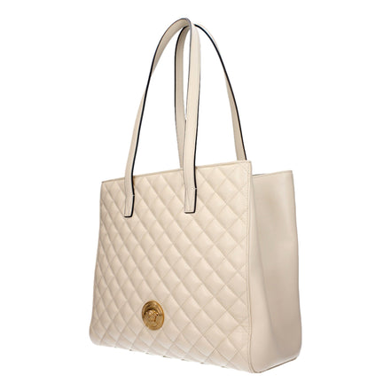 Versace La Medusa Ivory Quilted Leather Totebag available at Queen Bee of Beverly Hills