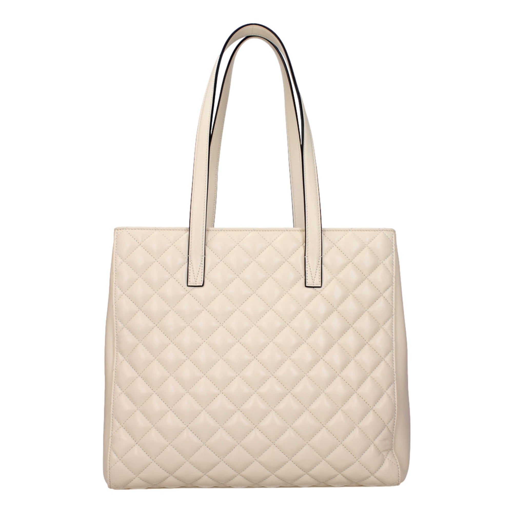 Versace La Medusa Ivory Quilted Leather Totebag available at Queen Bee of Beverly Hills