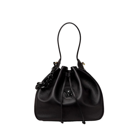 Versace La Medusa Leather Bucket Bag Black 1003013 at_Queen_Bee_of_Beverly_Hills