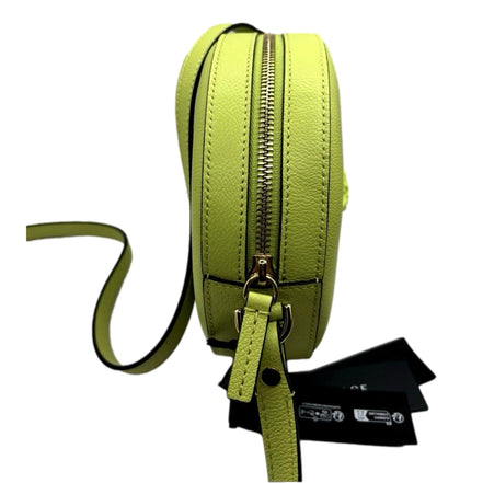 Versace La Medusa Lime Green Disco Round Crossbody Bag available at Queen Bee of Beverly Hills