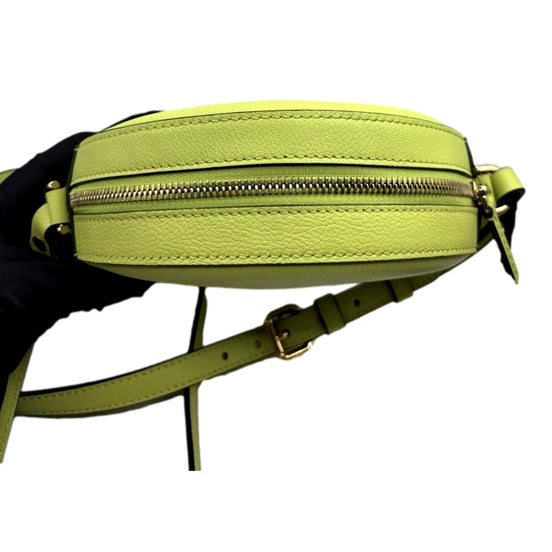 Versace La Medusa Lime Green Disco Round Crossbody Bag available at Queen Bee of Beverly Hills