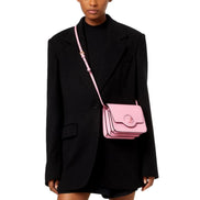 Versace La Medusa Logo Plaque Pink Pebbled Leather Crossbody Bag available at Queen Bee of Beverly Hills