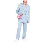 Versace La Medusa Logo Plaque Pink Pebbled Leather Crossbody Bag available at Queen Bee of Beverly Hills