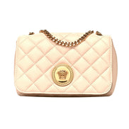 Versace La Medusa Nappa Quilted Beige Leather Chain Small Crossbody Bag available at Queen Bee of Beverly Hills