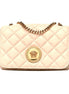 Versace La Medusa Nappa Quilted Beige Leather Chain Small Crossbody Bag available at Queen Bee of Beverly Hills