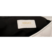 Versace La Medusa Nappa Quilted Beige Leather Chain Small Crossbody Bag available at Queen Bee of Beverly Hills