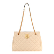 Versace La Medusa Nappa Quilted Beige Leather Large Tote Bag available at Queen Bee of Beverly Hills